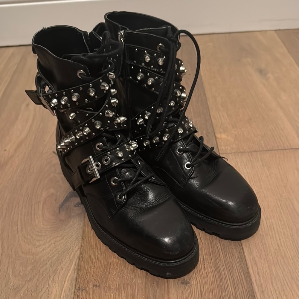 Studded Black Combat Boots